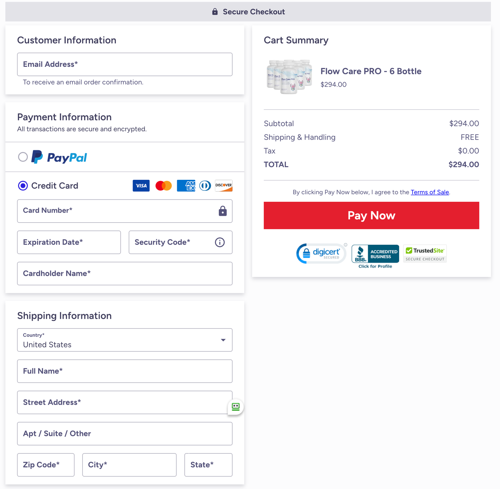 Flow Care PRO Official Website Secure Order Page